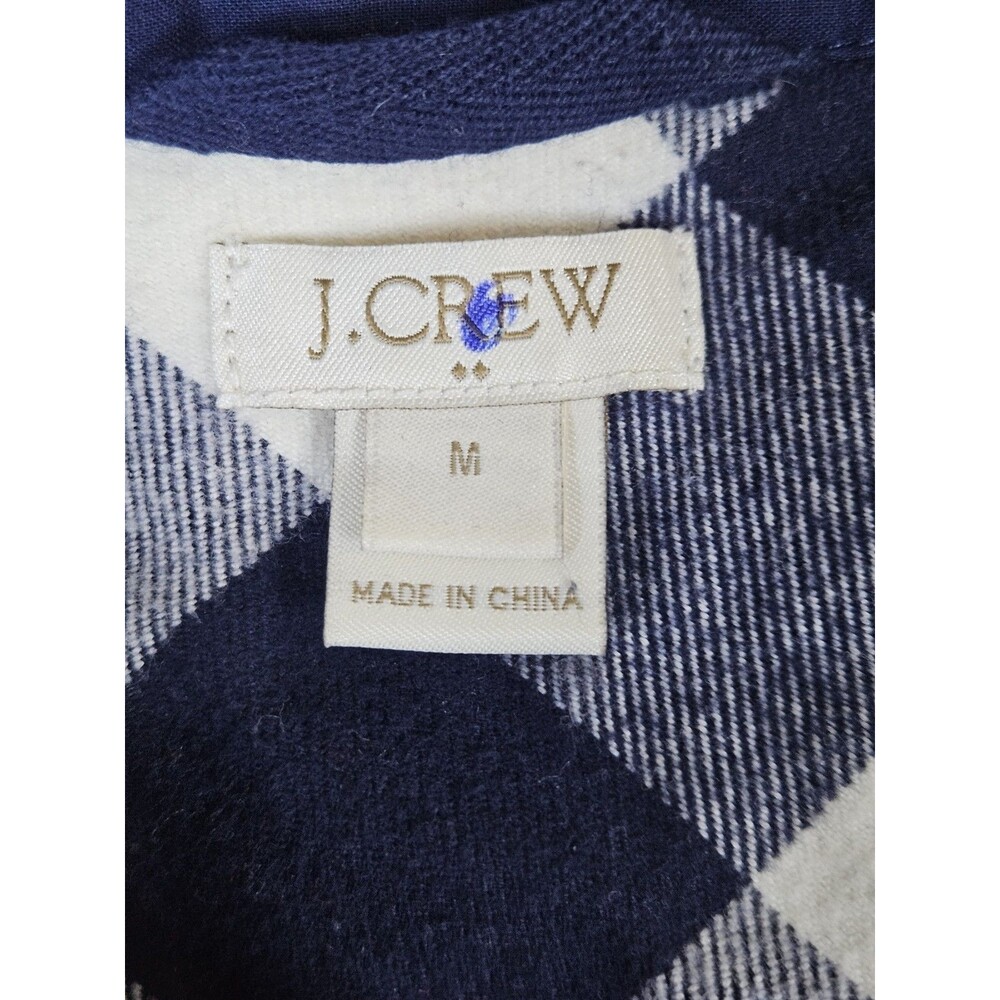 J Crew Shirt Women's Medium Blue Flannel Buffalo Check Plaid 1/2 Zip Popover - Picture 4 of 14